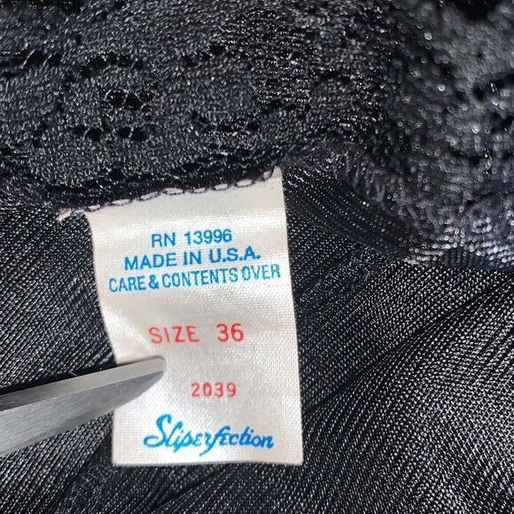 Vintage Slip Dress Black Lace Lingerie Sliperfection Nylon Tricot Antron III - Picture 10 of 11